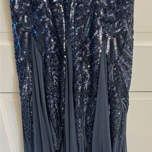 Sleeveless Pleated Sequin Embellished Gown Size 10